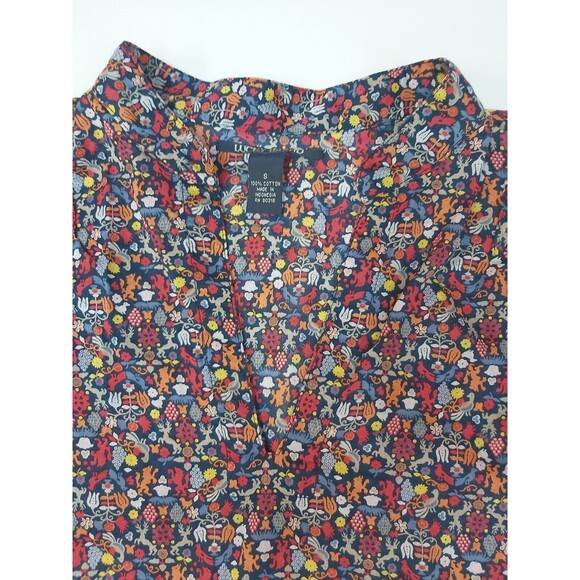 Lucky Brand Wild Life Print Long Sleeve V Neck Shirt Size Small - Picture 9 of 13